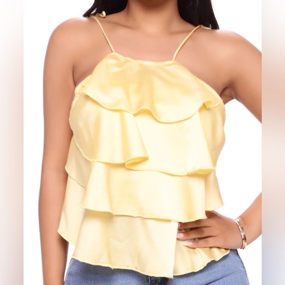 NWT Yellow Ruffle Tiered Top - Small